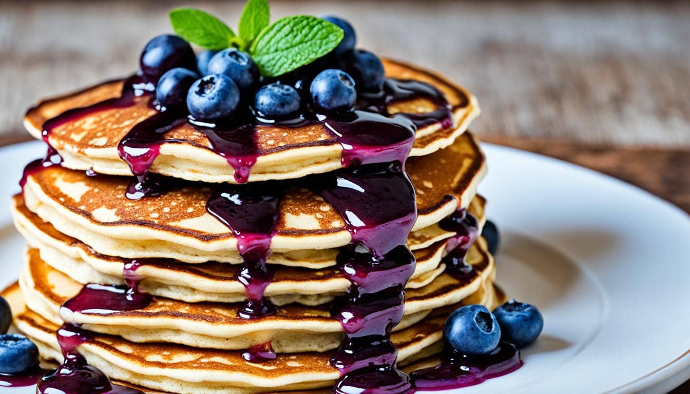 Whole Wheat Kefir Pancakes with Blueberry Sauce